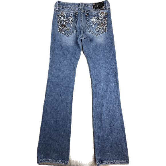 MISS ME Women's Standard Boot Bling Jeweled Jeans Distressed Medium Wash Size 29 - Picture 2 of 10